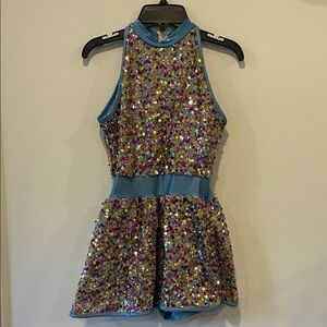 Dance Costume Colorful Sequin Adult Medium Dance Costume Like New